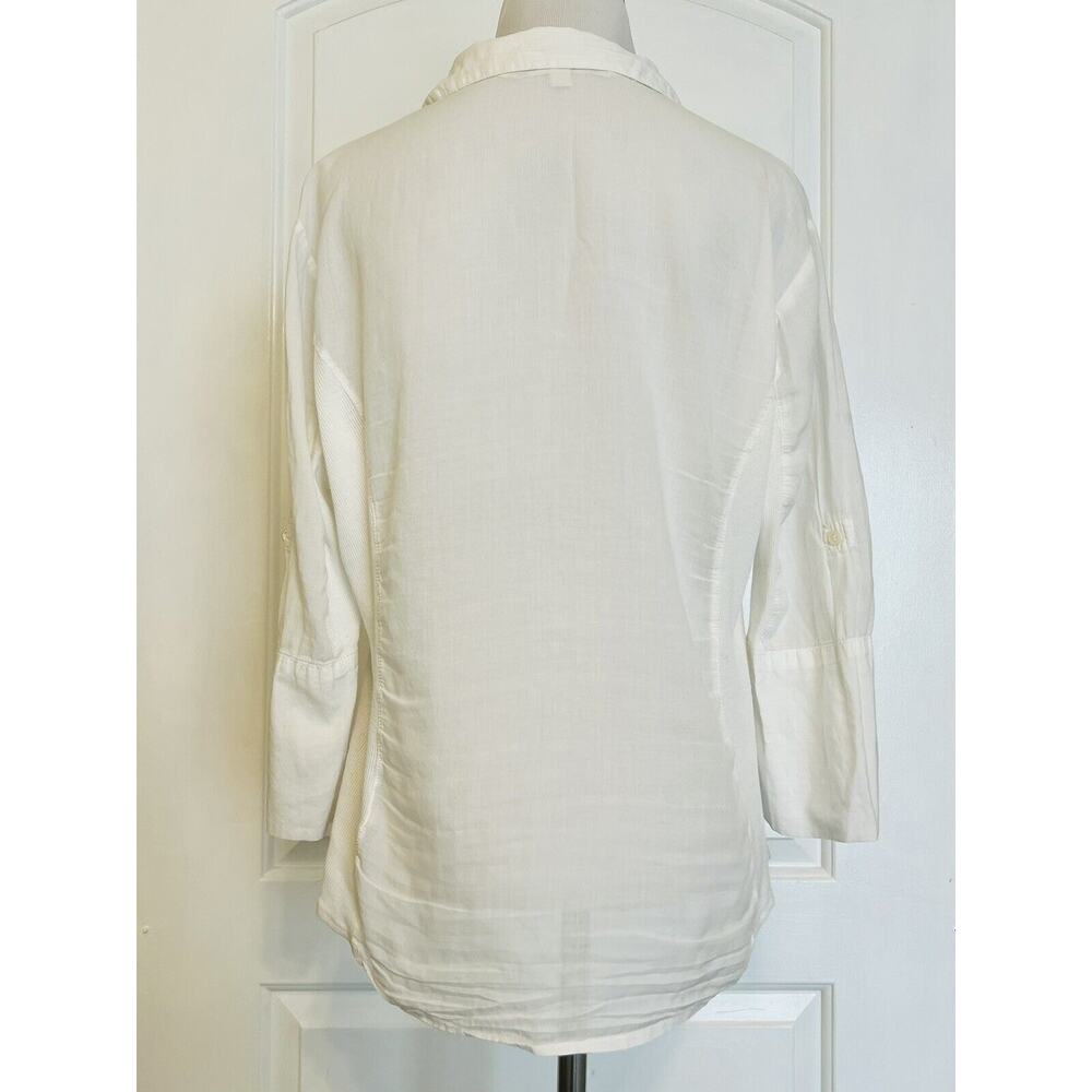 Max Studio Mixed Media Button Down Designer White… - image 2